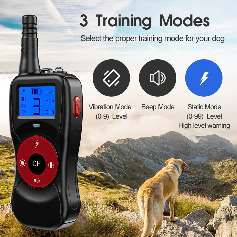 Pet Shock Training Collar Battery Operation Dog No Bark Training Collar Electronic Anti Bark Dog Collar