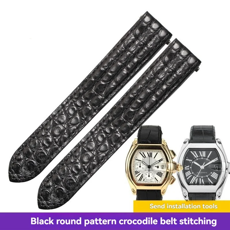 Handgemaakte aanpassen krokodillenleer horlogeband 15mm 19mm 20mm voor Cartier Roadster w6206018 w6206017 mannen vrouwen alligator band