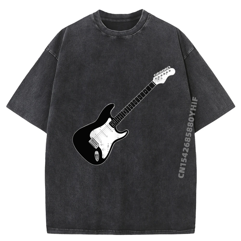 

Свободные гитарные страты, гитарист, тяжелые футболки, мужские футболки с рисунком, летние мягкие рубашки, стираная одежда в стиле ретро