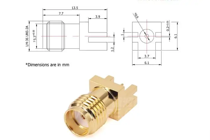 

2pcs/lot Female offset pin clamp connector PCB board thickness 1mm DC-18GHz SMA-KHD127