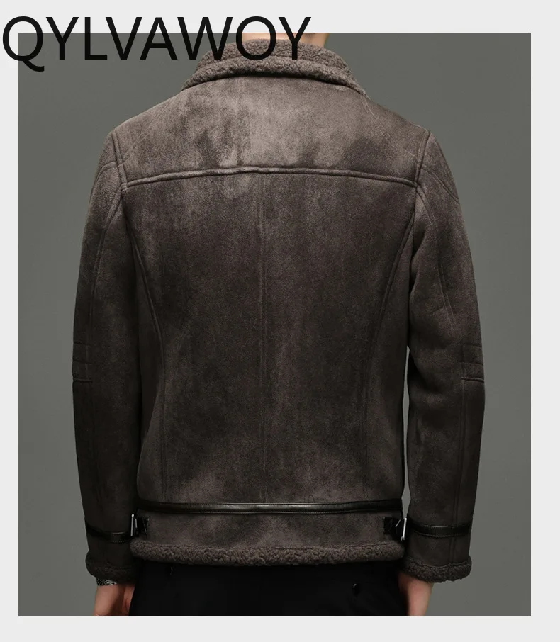 QYLVAWOY New 100% Wool Coats for Man 2026 Autumn Winter Synthetic Shearing Jacket Men's Clothing Warm Lamb Wool Coat Streetwear