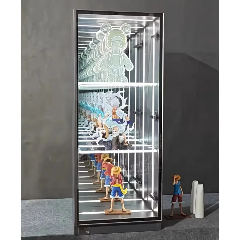 

Display Cabinet with Infinite Visual Extension Abyss-like Depth LED-lit Figure Display Case