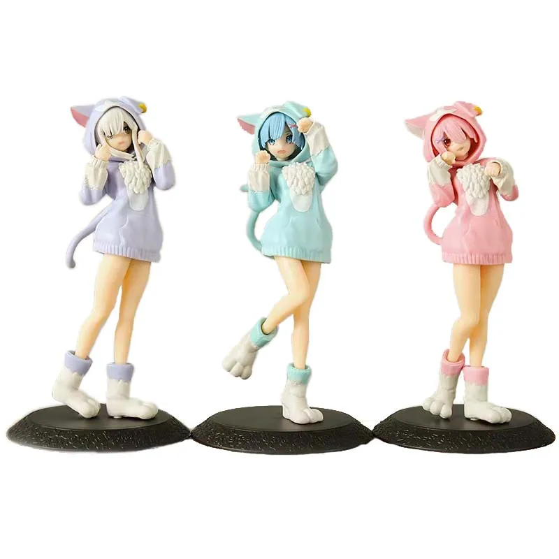 Nuevo modelo de 14 cm, Anime Rem Emilia Cat RE: Viviendo desde cero en otro mundo, personajes en diferentes colores, juguetes estáticos, regalos