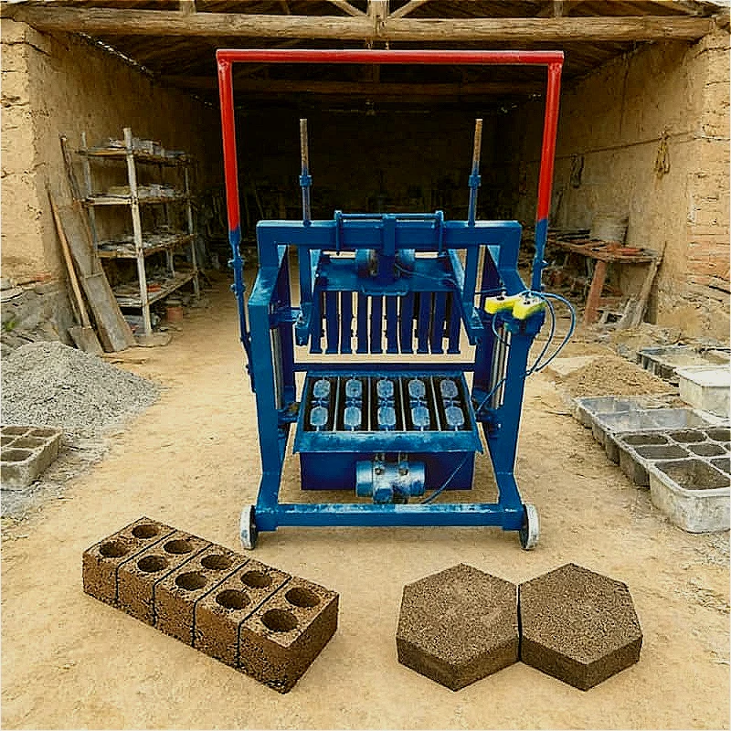 Brick Machine Mobile Concrete Block Maker Manual Hollow Solid Paver Interlock Brick Production For Construction Site Customized
