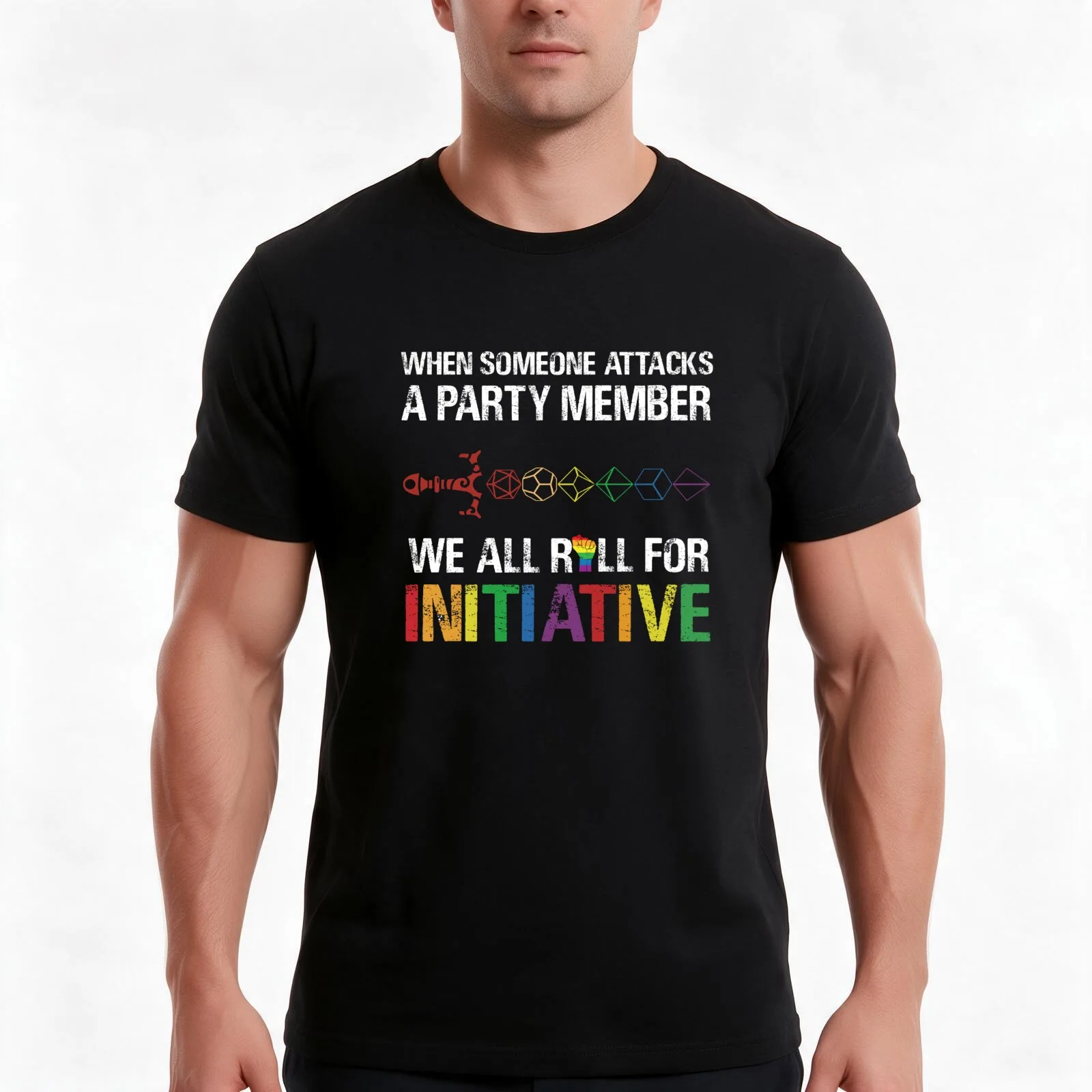 When Someone Attacks A Party Member LGB.T Pride Dúngéon Rpg Dnd Tabletop Dragons Dice Games Love T-Shirt, Vintage Graphic Print
