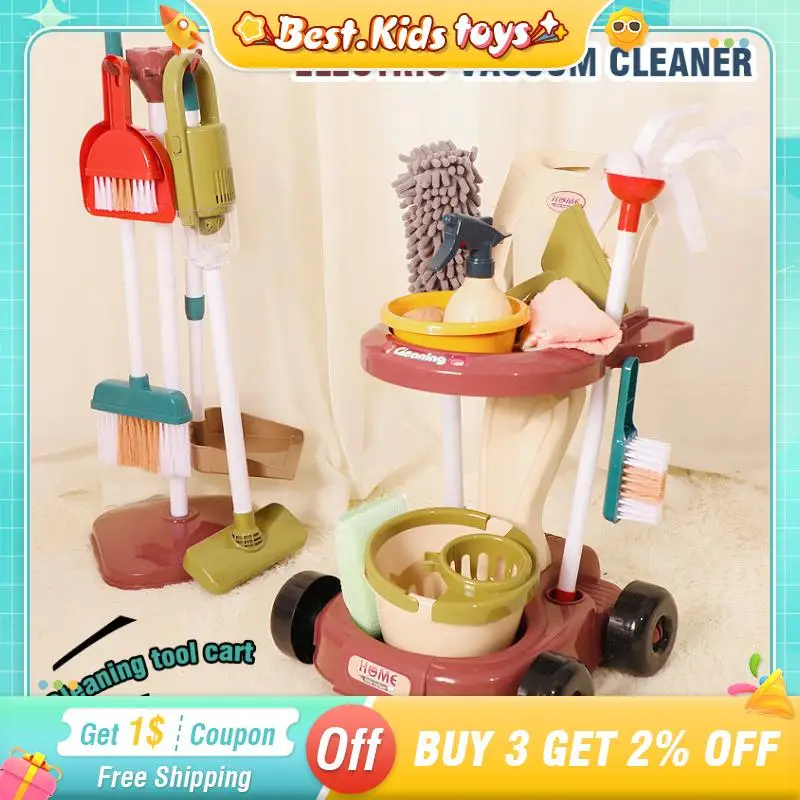 Simulazione Pulizia e Igiene Carrello Set di attrezzi Giocattoli per bambini Lavori domestici Assanezione Giocare a casa Giocattoli Gioco di interazione genitore-figlio