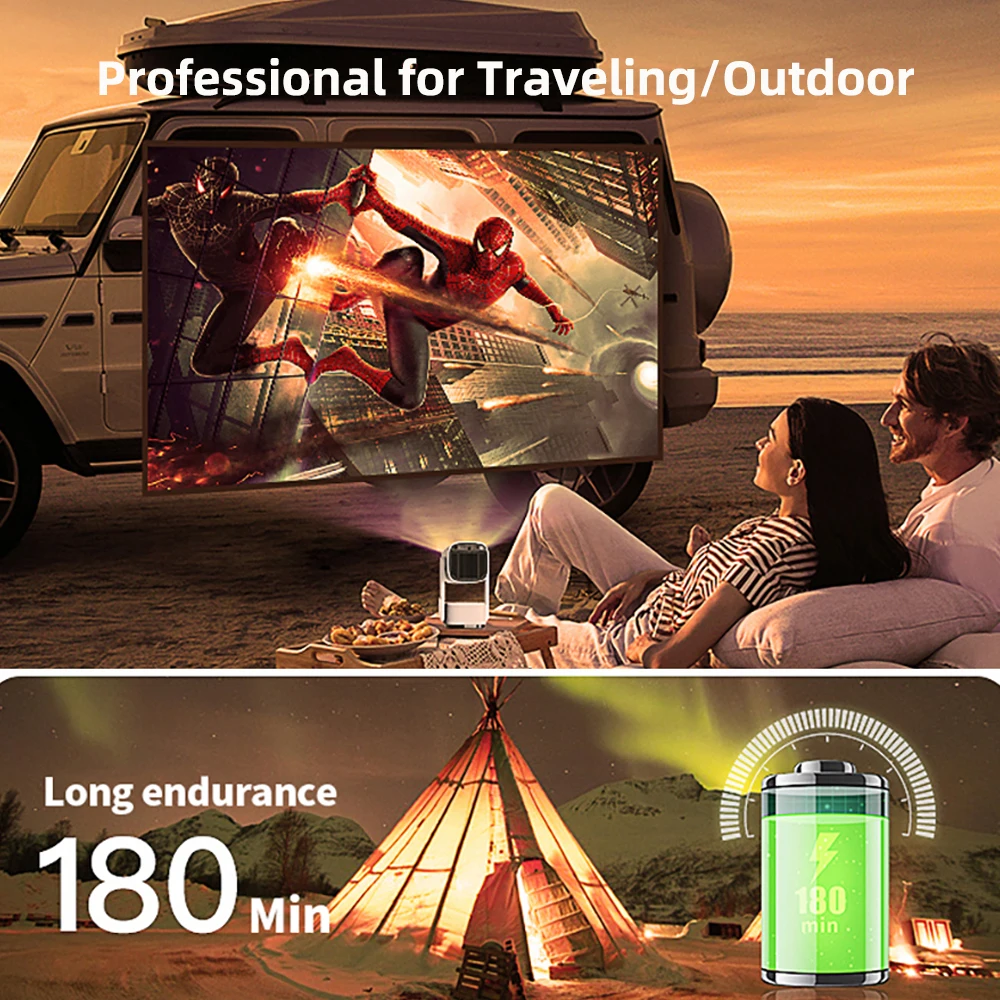 جهاز عرض صغير رخيص 4K ذكي أندرويد 11 1 جيجابايت 8 جيجابايت التركيز التلقائي كيستون MEMC ماكس 4K جهاز عرض LED مع بطارية #4