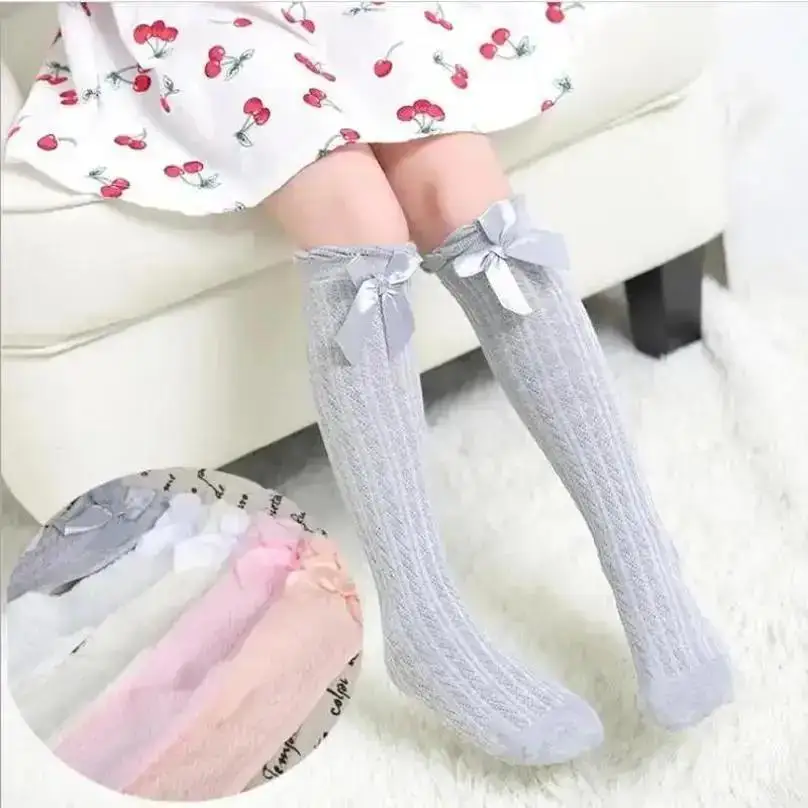 

1 Pair Children's Leg Warm Socks Bowknot Bubble Mouth High Tube Knee High Thin Section No Heel Pods Baby Clothing Accessories