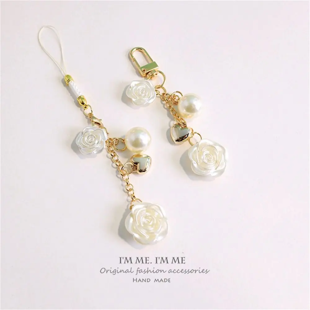 For Women Mini Keys Chain Cute Phone Charm Flower Phone Lanyards Smart Phone Strap Rose Flower Phone Strap Flower Phone Pendant