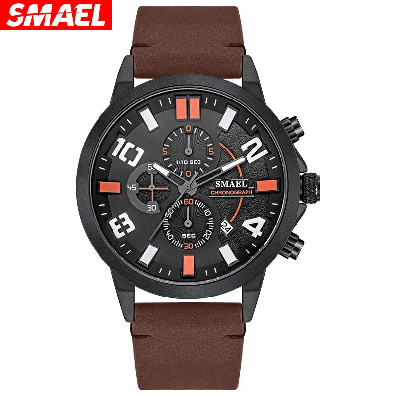 Smael Trendy Men's Waterproof Watch Six-Pin Multi-Functional Fashion Trend Large Dial Watch