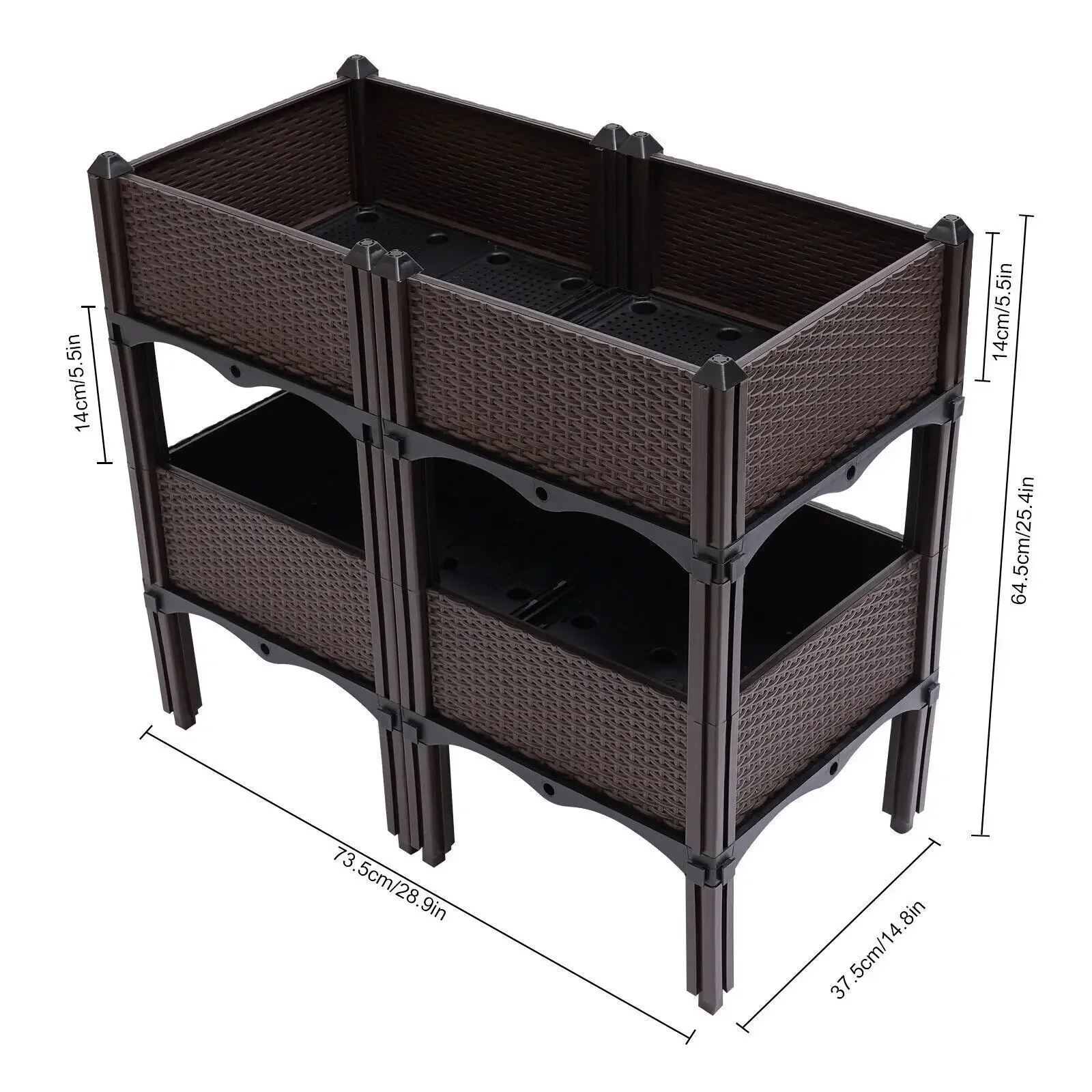 2 Tiers Elevated Raised Garden Bed with Legs Planter Grow Box Outdoor Yard US - view 2