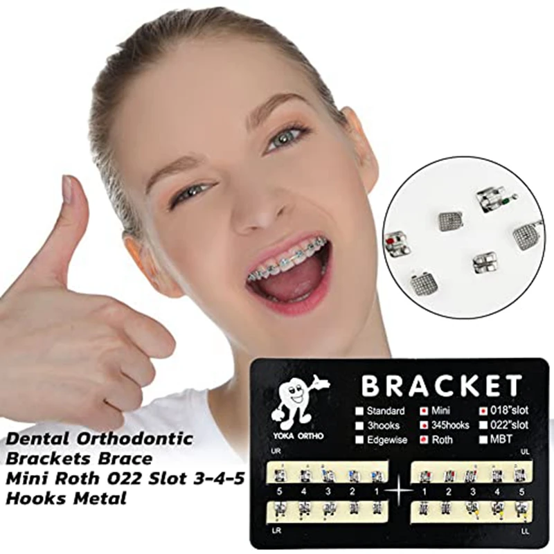 10Pack Model Metal Brackets Braces 018 Slot 345 Hooks Tooth Gem Kit Tooth Braces