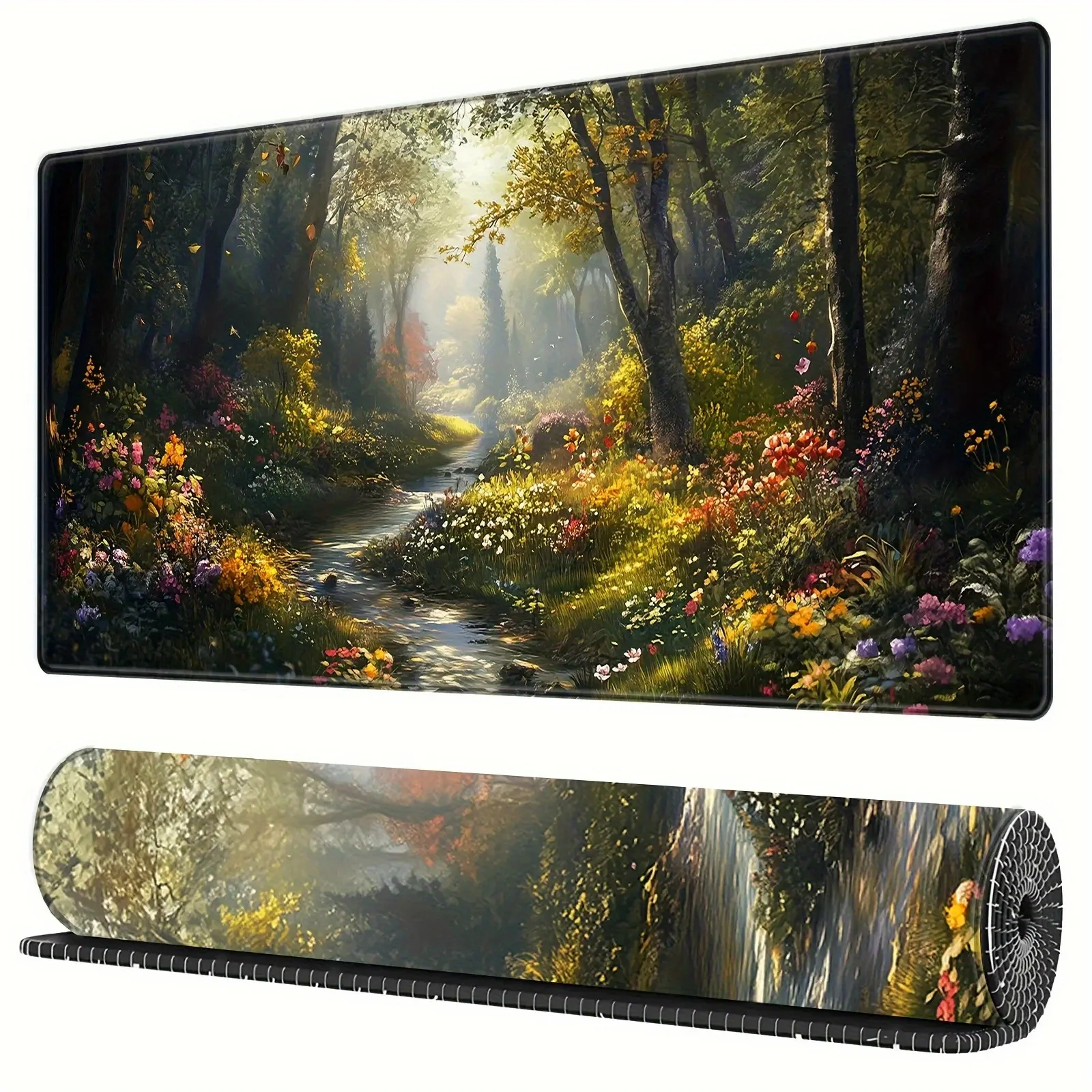 Enchanted Forest Stream Extra Large Gaming Mouse Pad Non-Slip Rubber Desk Mat for Office Computer
