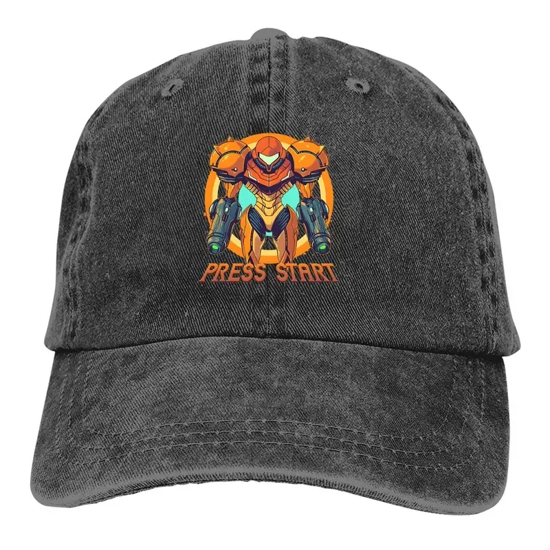 Casquette de baseball à visière pour femmes, chapeaux de papa de document pur, chapeau de jeu Super Metroid, presse Start Samus, pare-soleil