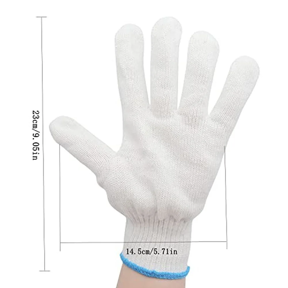 

12 пар проволочных перчаток, дышащие, прочные, рабочие перчатки, удобная посадка, нескользящая нейлоновая хлопчатобумажная ткань для рук, безопасность