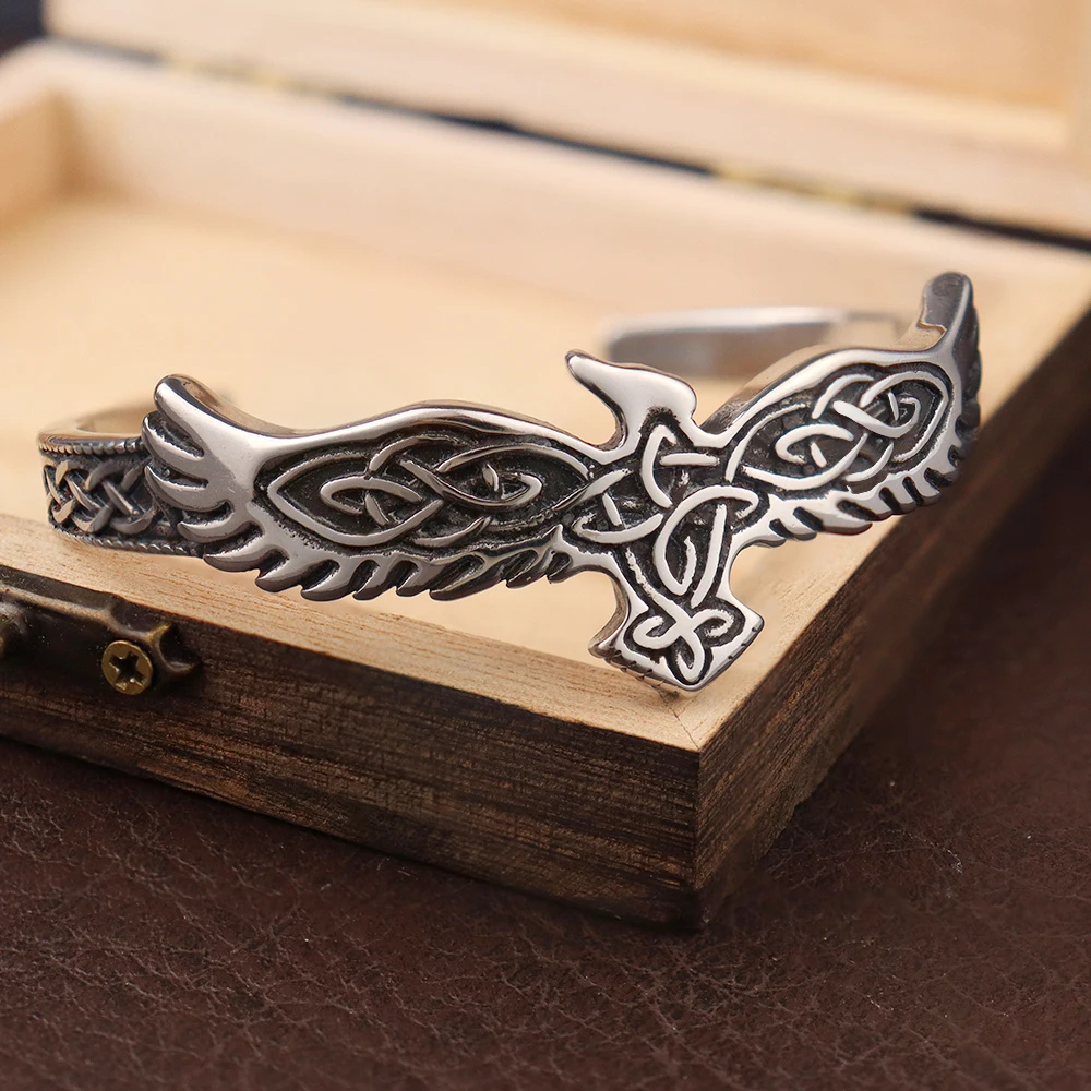 

Unique Retro Viking Eagle Bracelets for Men Fashion Punk Nordic Celtic Knot Adjustable Bangles Never Fade Popular Jewelry Gifts