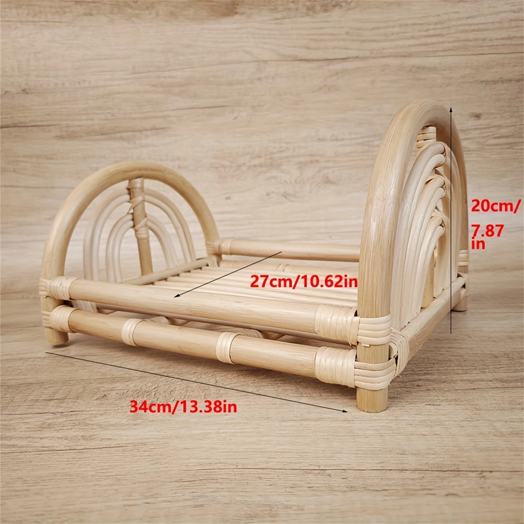 Newborn Photography Props Bed Baby Rattan Furniture Bohemian Style Wood Hollow Doll Bed Rattan Basket Baby Shooting Accessories