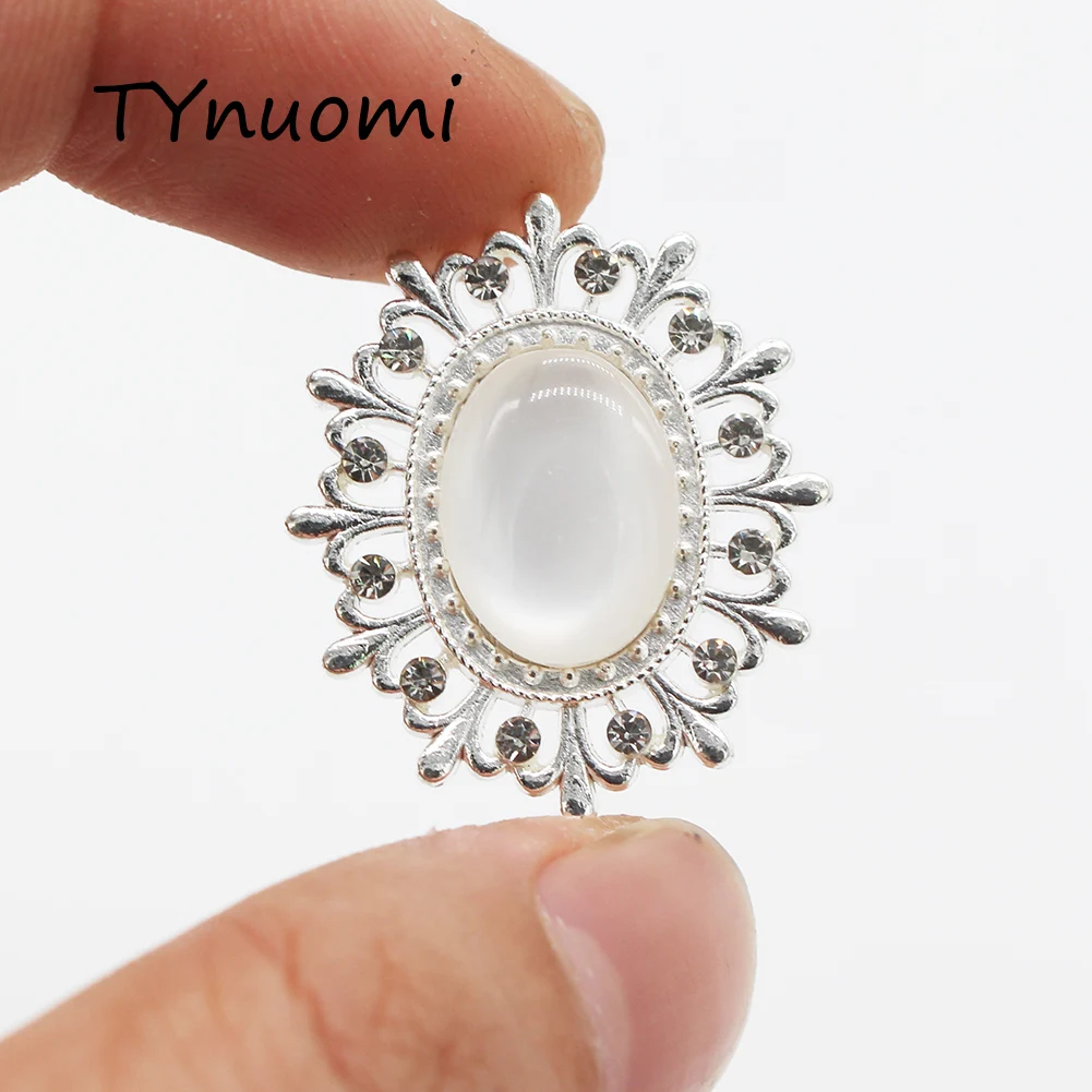 10 قطعة لامعة بيبل الفضة مشبك معدني زر للملابس الزخرفية الخياطة حجر الراين زر لتقوم بها بنفسك Manualidades اكسسوارات Jewelr #5