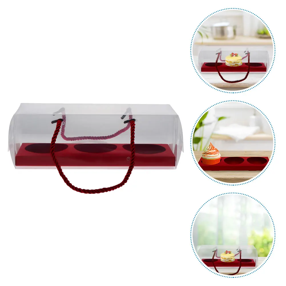 

Sturdy Transparent Baking Small Cake Packaging Supplies Dessert for Bakery Treats Carry Handle Clear Food Boxes Outdoor Party