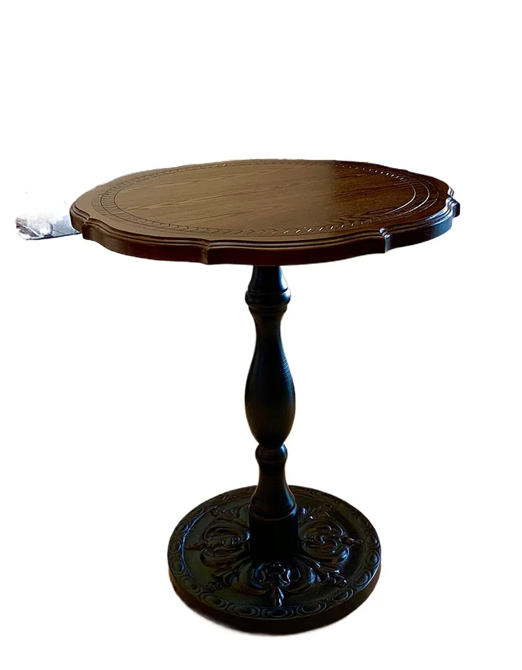 American retro sofa edge few solid wood medieval furniture corner few coffee table French casual small round table coffee table