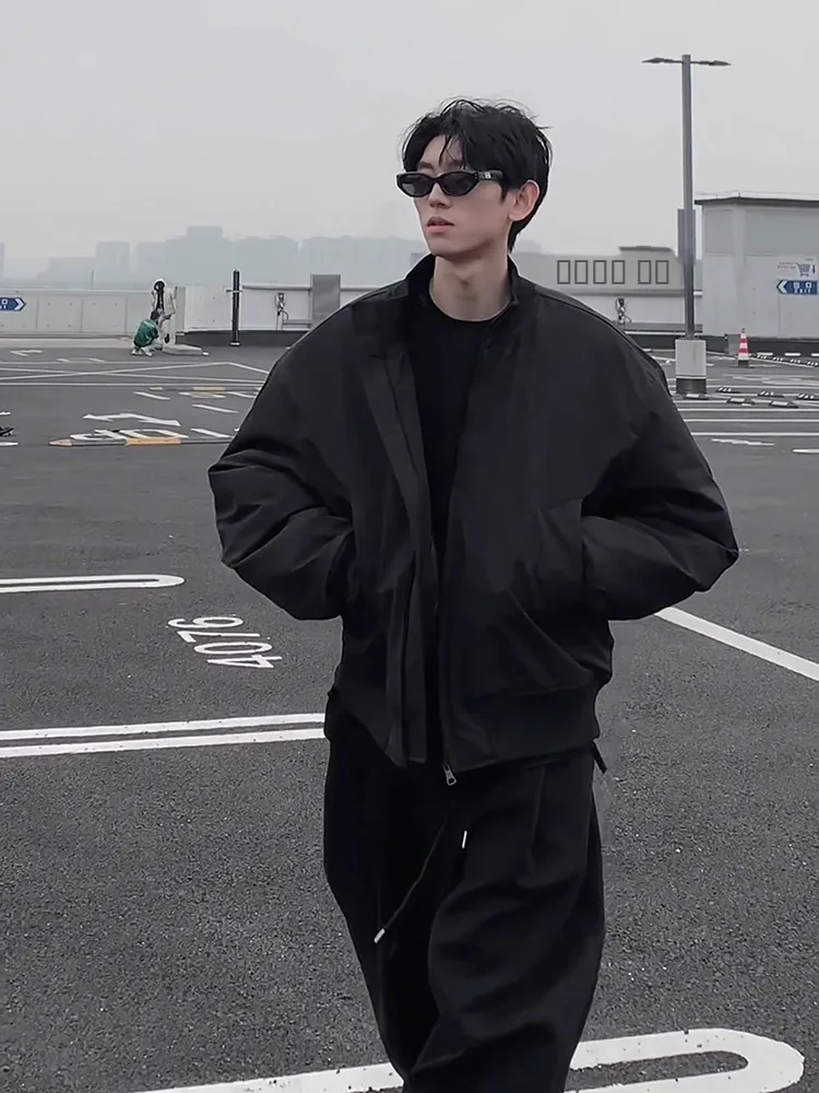 

Cleanfit Thiened Cotton Jaet Men's Winter Flight Coat American Sle ort Ball Game Coat Loose Fit Knife Design