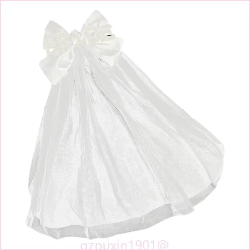 57qa künstliche Perlenbriefbrautschleier mit Bowknot und Haarbom – Detail 5
