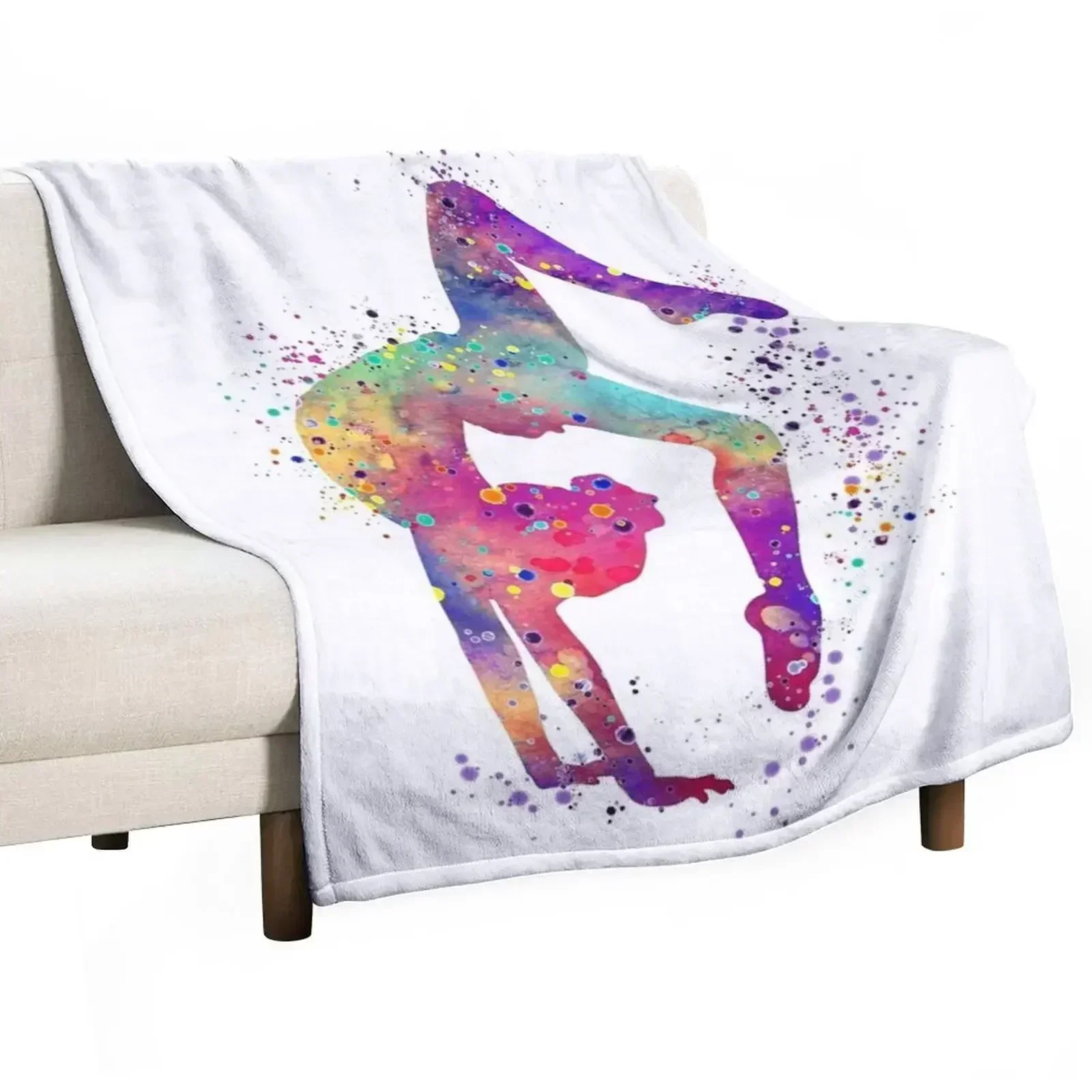 Gymnastics Girl Tumbling Colorful Watercolor Art Gift Throw Blanket Decorative Sofa Softest Tourist Bed linens Cute Blankets