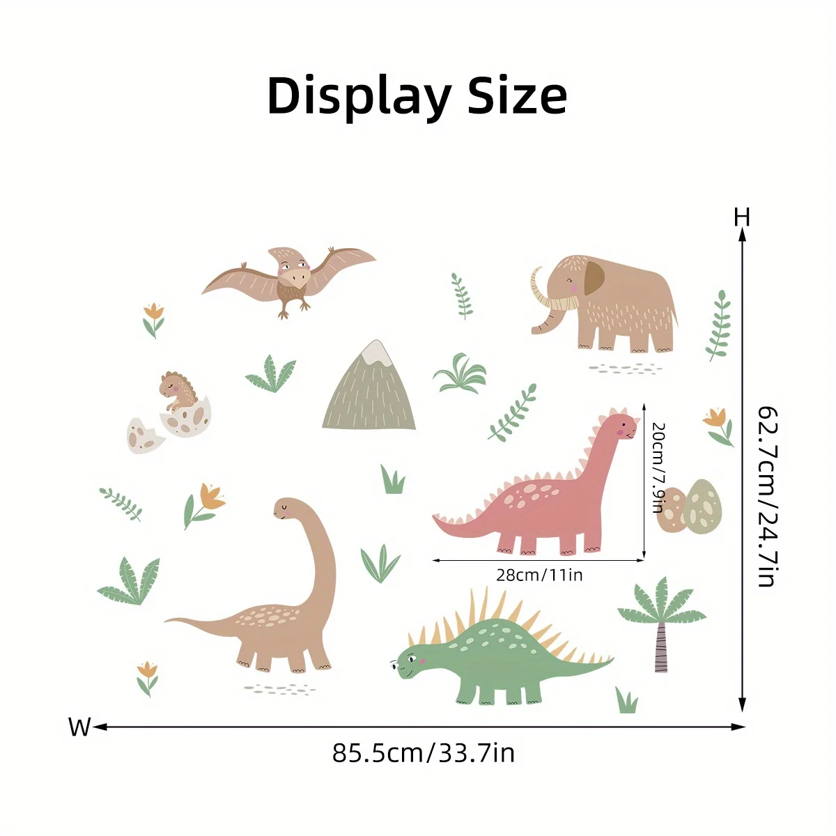 Cartoon Cute Colored Dinosaur Trees and Animal Wall Stickers Removable for Bedroom Living Room Nursery Decoration Wall Decals
