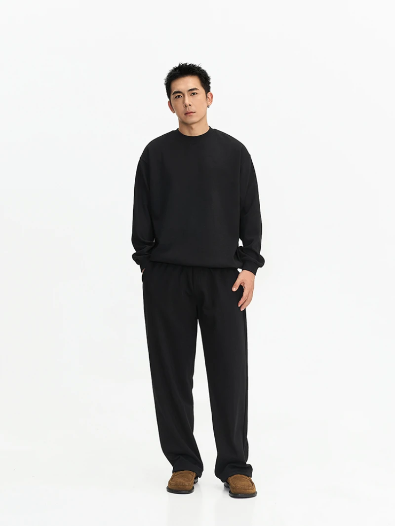 مركب النمط الأساسي الرجال فضفاض مستقيم الساق عارضة السراويل النمط الأمريكي مستقيم فضفاض عارضة السراويل الرياضية Sweatpants