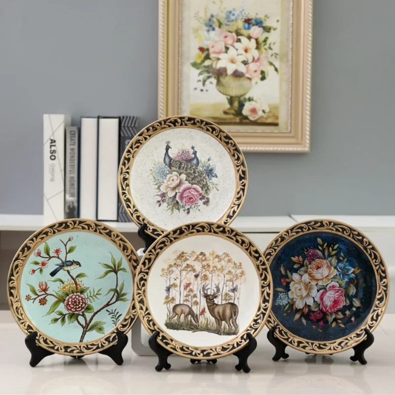 3Pcs/Set Ceramic Vase 3D Stereoscopic Dried Flowers Arrangement Wobble Plate Living Room Entrance Ornaments for Home