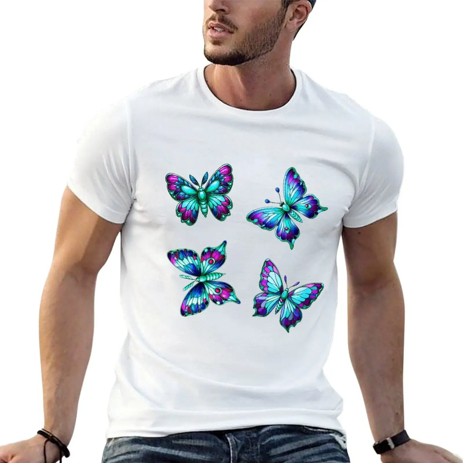 Blue Glass Butterflies - Magical Fluttering Beauties Art Print T-Shirt