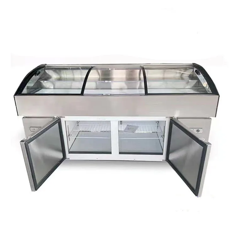 

% стальной ледяной стол, морозильная камера для демонстрации морепродуктов для рыбного супермаркета, мясного оборудования