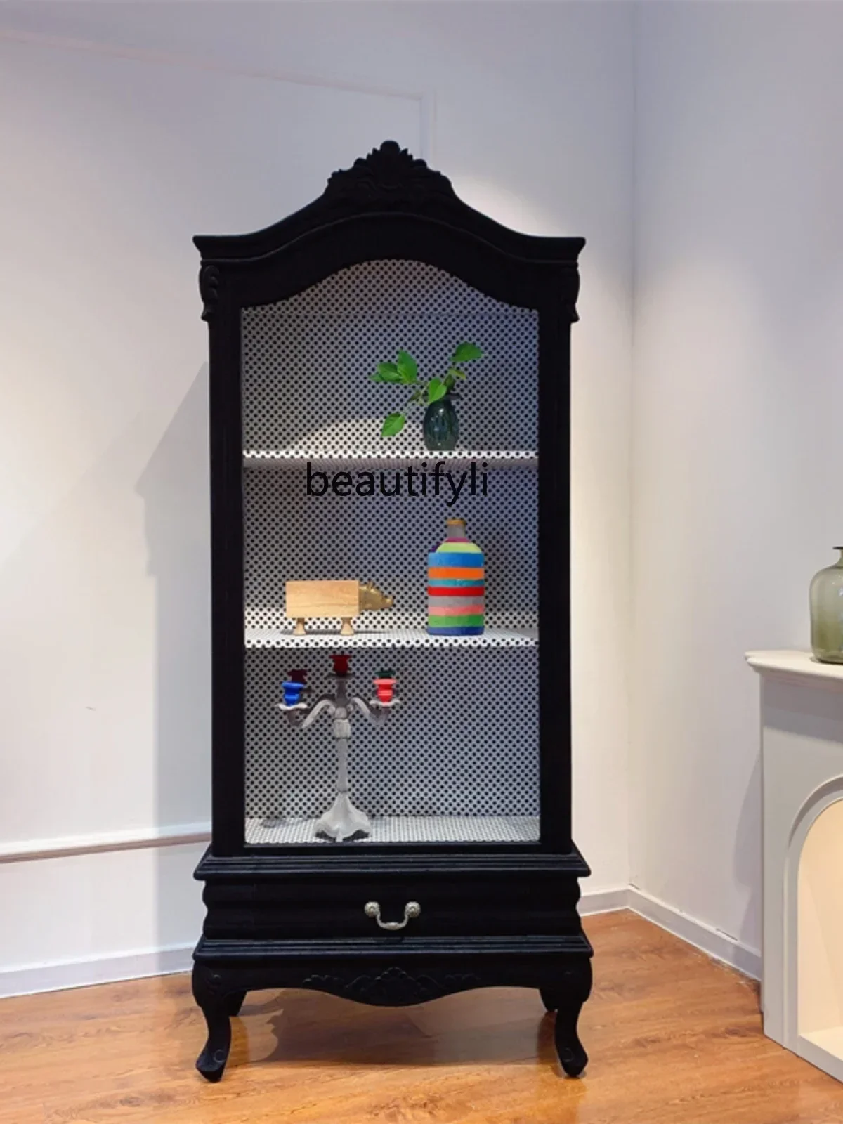 

GG8Solid Wood High Cabinet Office French Modern Data Cabinet Living Room Wine Cabinet Clothing Showcase