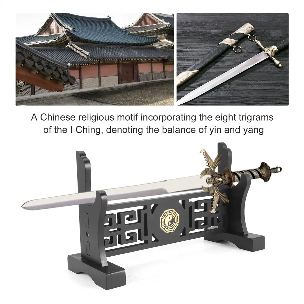 【ABFS】Sword Stand Display Stand Katana Genji Japanese Samurai Sword Blade Medieval Sword Stand Tai Bagua-A