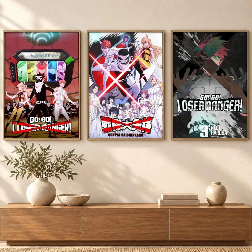 Hot Anime G-Go! Go! Loser Ranger! Poster Self Adhesive Wall Art Decor for Bedroom Living Room Office Home Decor Gift