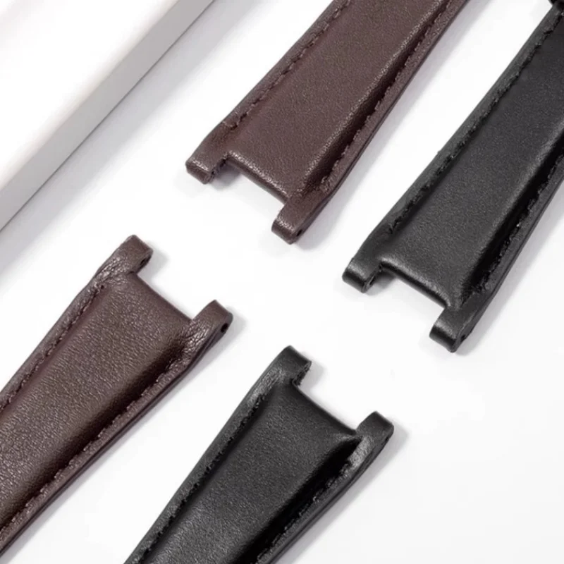 Para gucci ya1332 1333 1335 pulseira de relógio de couro especial preto marrom pulseira fivela de aço inoxidável 20-12mm