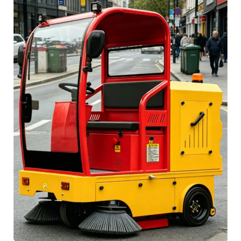 Electric Road Sweeper Hydraulic Road Cleaner For Construction Camp Site Mud Stone Dust Debris Clearing Works