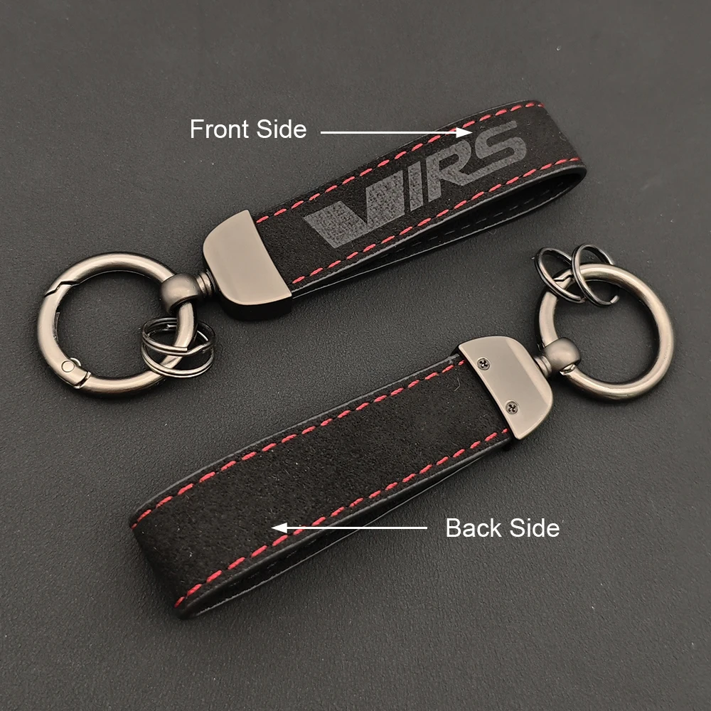 Luxury Suede Leather Keychain VRS Logo Emblem Badge For SKODA Yeti Karoq Rapid Kodiaq Octavia Fabia Keyring RS Car Accessories