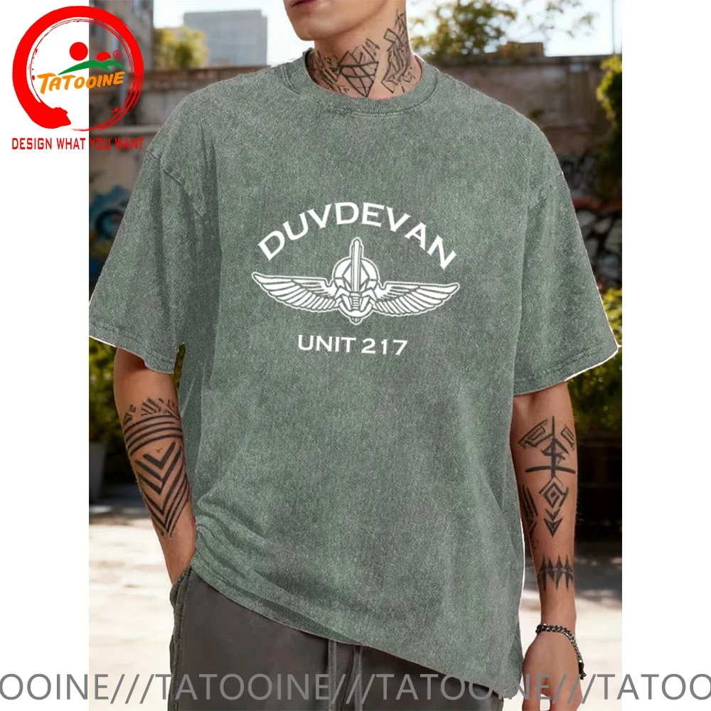 Vintage Washed Cotton T-Shirt Israeli Israel Special Forces Duvdevan  T Shirt for Men Fashion Trendy Casual Clothing