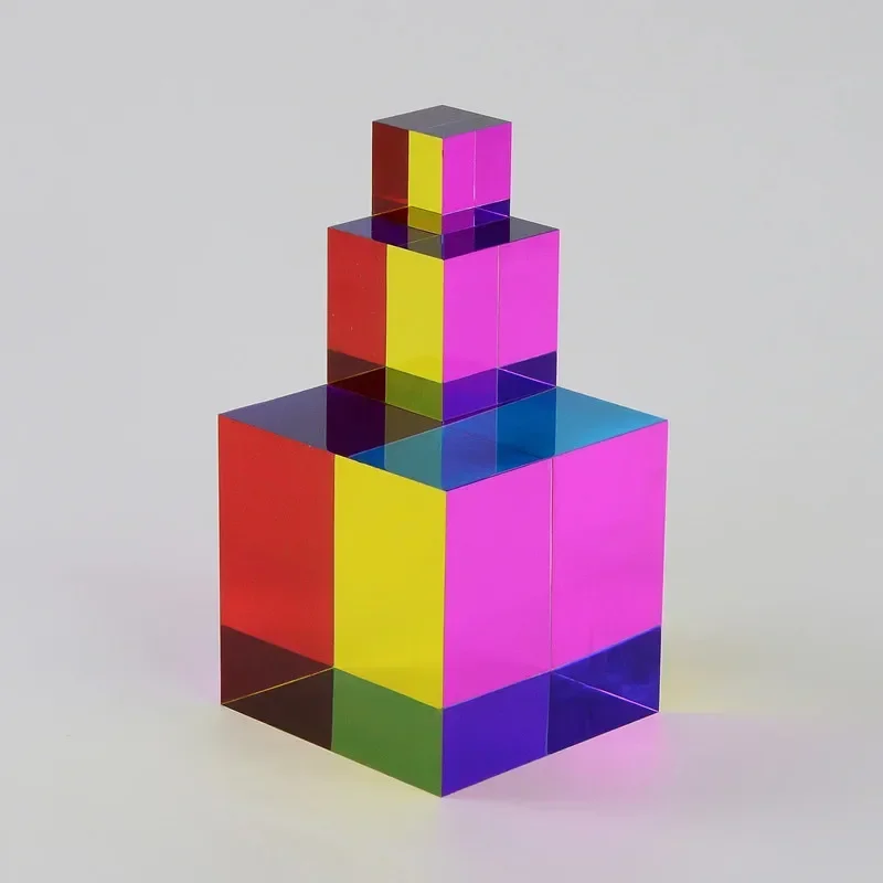 1pcs Magic Prism Cube 30 40 50 60 mm Hexahedral Crystal Magic Cmy Cube 3D Color Cube Prism For Photography image 5