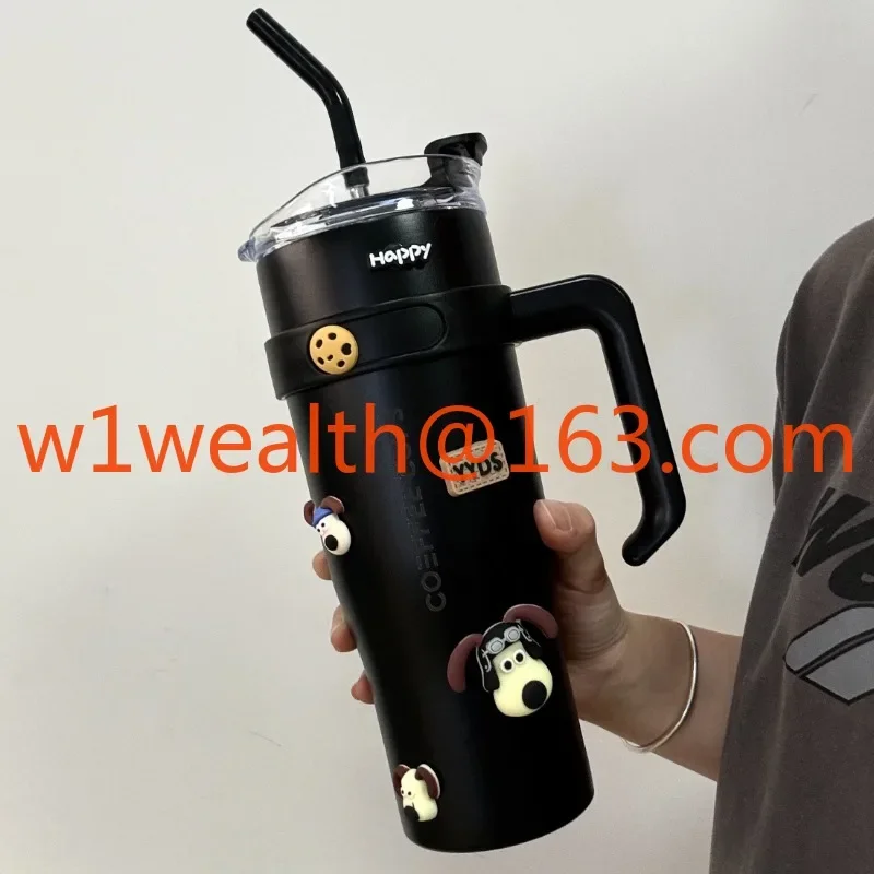 Large capacity thermos cup 304 straw high value Internet celebrity water cup 2025 new