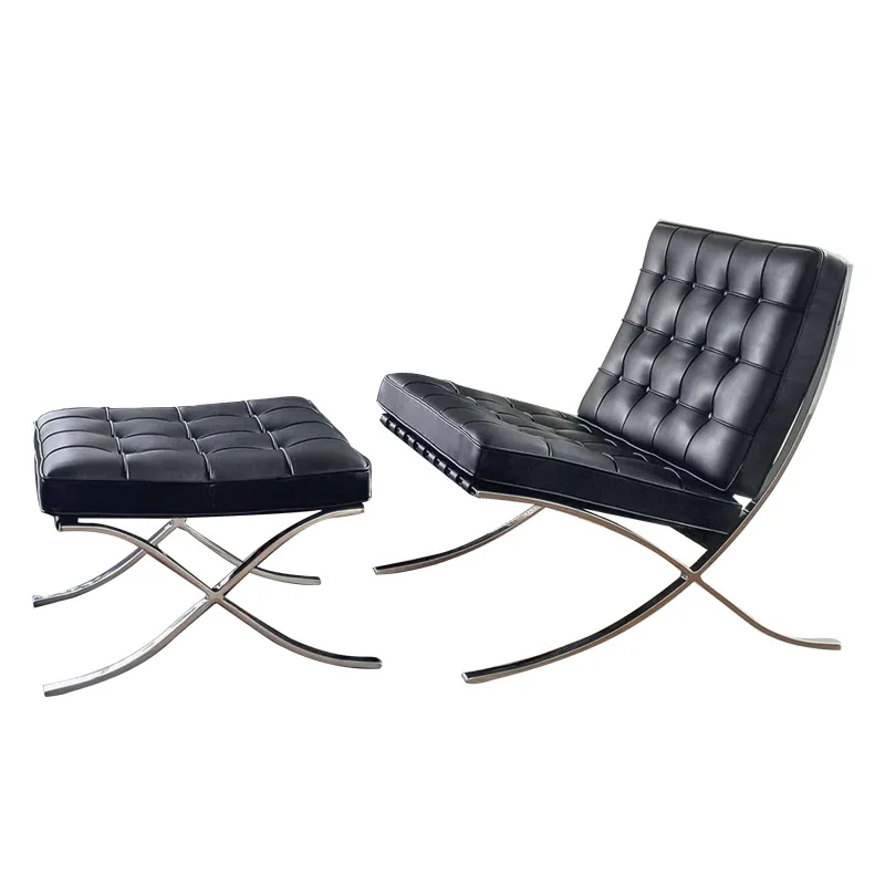 Italian minimalist leather single sofa chair high rebound