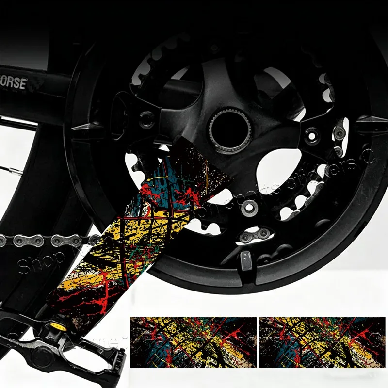 1Pair Abstract Paint Splatter Bicycle Crank Arm Stickers