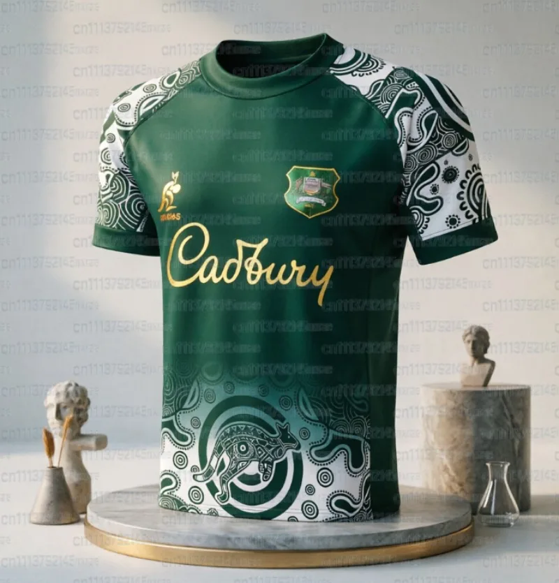 Australien Rugby-Trikot Atmungsaktives Trainings-Fußballshirt Känguru-Wallabies Retro Kurzarm-Uniform für Fans Familien-Partnerlook