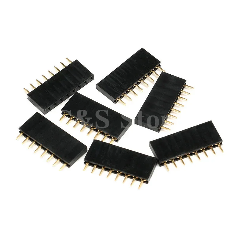 10PCS Single Row Pin Female Header Socket Pitch 2.54mm 1*2p 3p 4p 5p 6p 7p 8p 9p 10p 12p 14p 16p 18p 20p 22p 40p Pin Connector