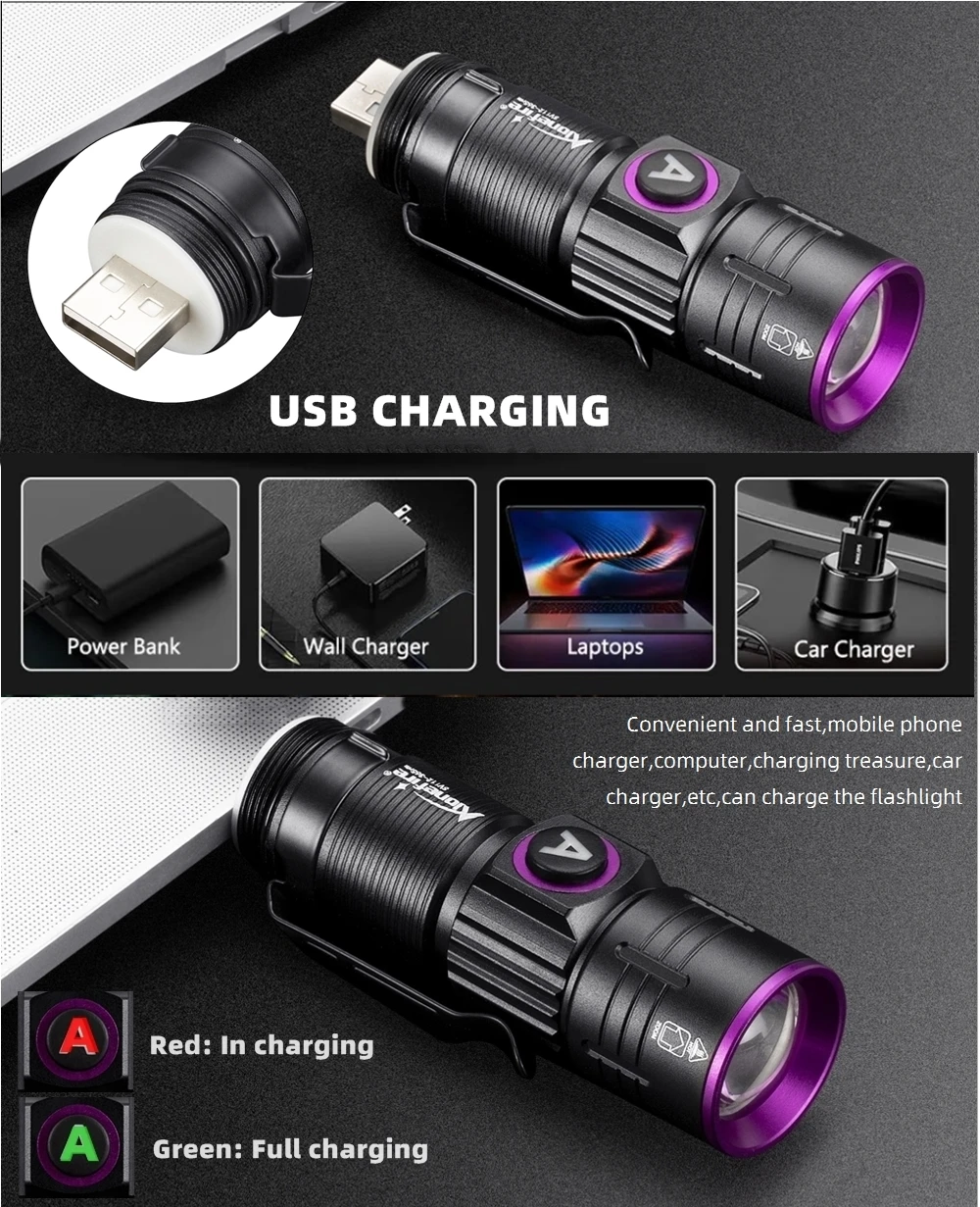 زوومابلي 365/395nm الأشعة فوق البنفسجية مصباح يدوي LED صغير الأشعة فوق البنفسجية الشعلة الضوء البنفسجي بقع الحيوانات الأليفة العقرب مكافحة التزييف تحديد