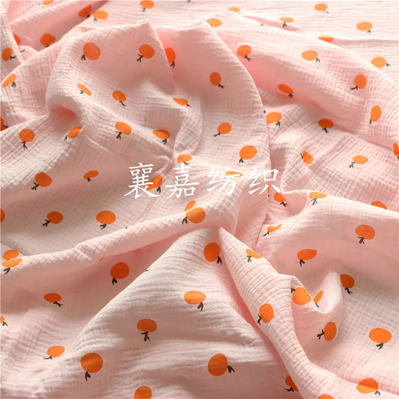 135x50 سنتيمتر جديد صغير برتقالي كريب قطن فقاعة الشاش طبقة مزدوجة الشاش ملابس المنزل ملابس أمومة النسيج منامة الخياطة القماش