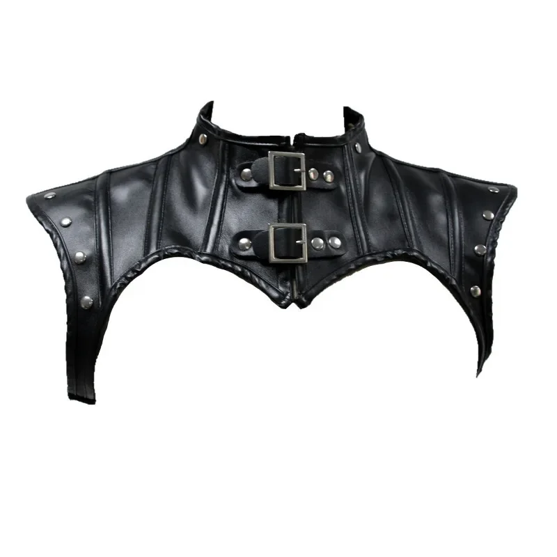 Punk Neckband Knight Leather Shawl,Sexy Corset Bustier Crop Tops,Nightclub Rave Costume Gothic Women Latex Body Chest Harness