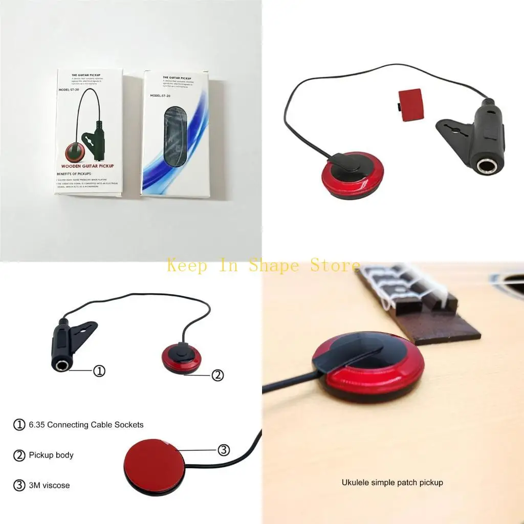 

U1JC Pickup For Guitar Bass Violin Banjo Mandolin Ukulele Piezo Stable Contact Pickup