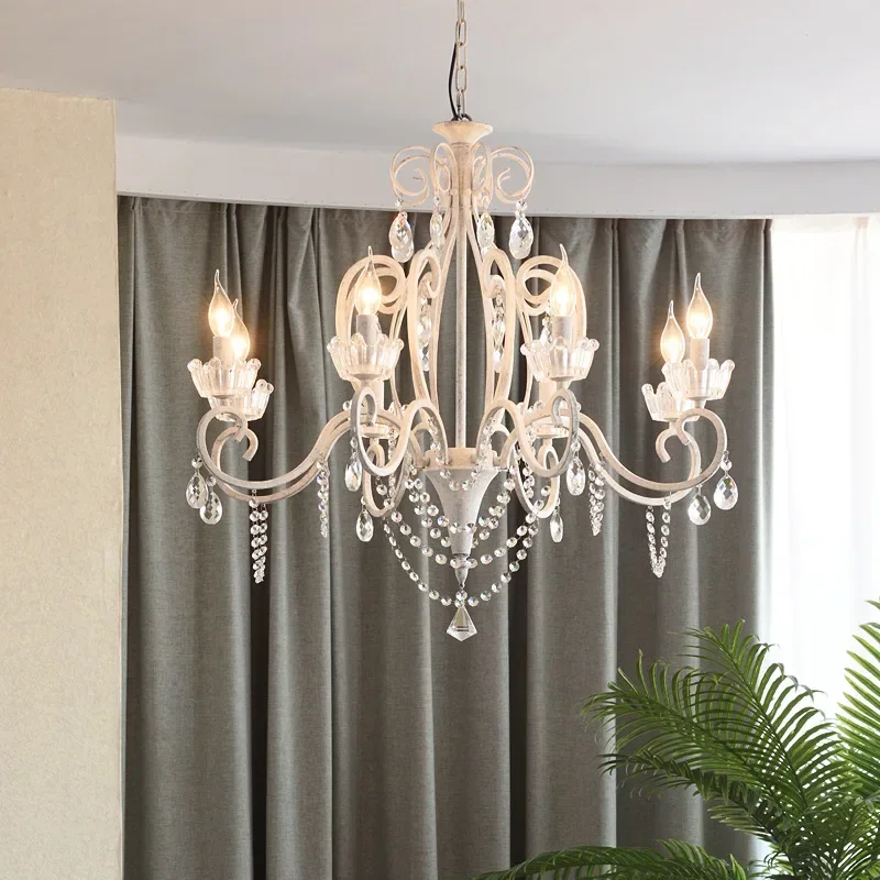 American Country Chandelier Simple Living Room Bedroom Dining Room Lights Retro White Cafe Clothing